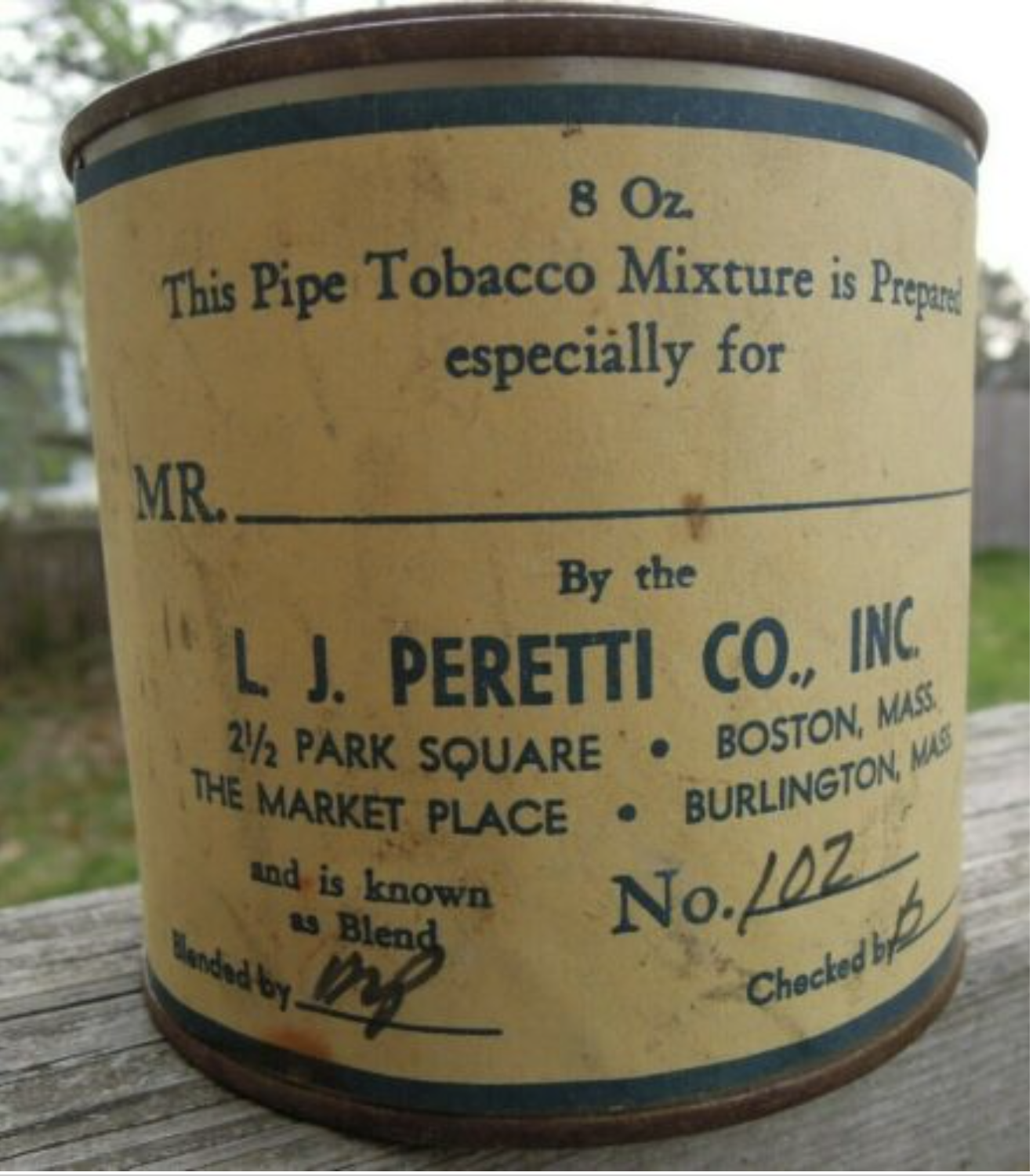 burlington tobacco Libero J. Peretti tobacco can – Burlington Retro